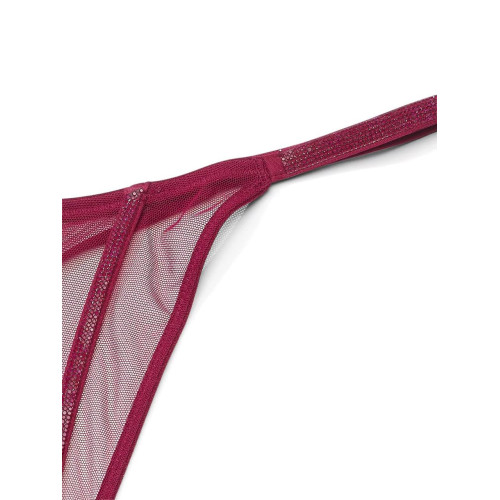 Комплект Білизни Victoria’s Secret Sheer Shine Low-Cut Demi Bra Thong Panty Berry