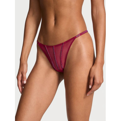 Комплект Білизни Victoria’s Secret Sheer Shine Low-Cut Demi Bra Thong Panty Berry