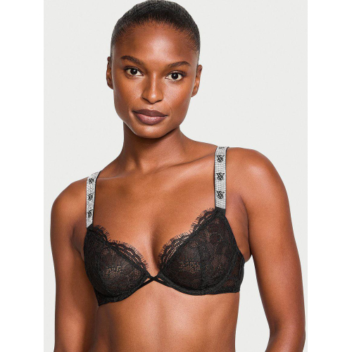 Бюстгальтер Victoria’s Secret VERY SEXY Shine Strap Unlined Low-Cut Lace Demi Bra Black