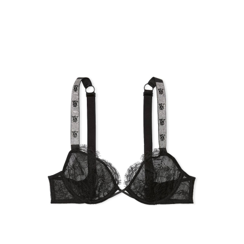Бюстгальтер Victoria’s Secret VERY SEXY Shine Strap Unlined Low-Cut Lace Demi Bra Black