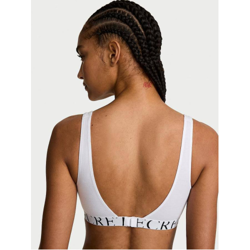 Бралет Victoria’s Secret The T-Shirt Cotton Exploded Logo Unlined Plunge Bralette White