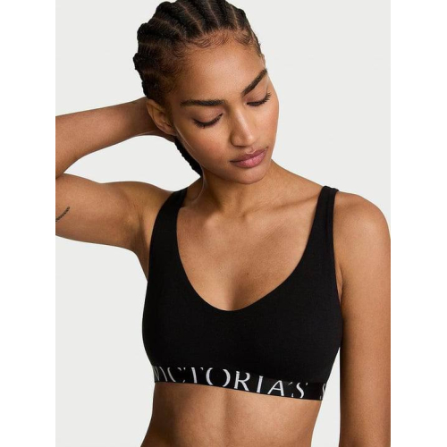 Бралет Victoria’s Secret The T-Shirt Cotton Exploded Logo Unlined Plunge Bralette Black