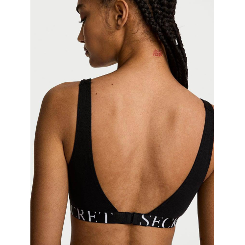 Бралет Victoria’s Secret The T-Shirt Cotton Exploded Logo Unlined Plunge Bralette Black