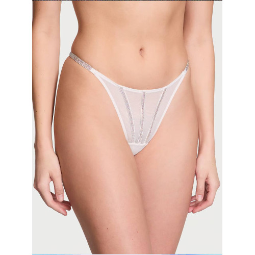 Комплект Білизни Victoria’s Secret Sheer Shine Low-Cut Demi Bra Thong Panty White