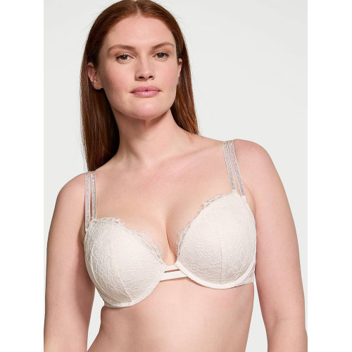 Комплект Білизни Victoria’s Secret Very Sexy Double Shine Strap Push-Up Bra & Thong Panty Coconut White