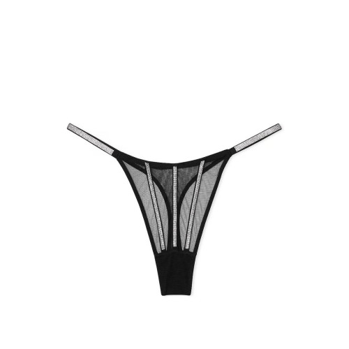 Комплект Білизни Victoria’s Secret Sheer Shine Low-Cut Demi Bra Thong Panty Black