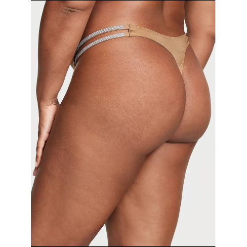 Комплект Білизни Victoria’s Secret Sheer Shine Low-Cut Demi Bra V-String Panty Beige