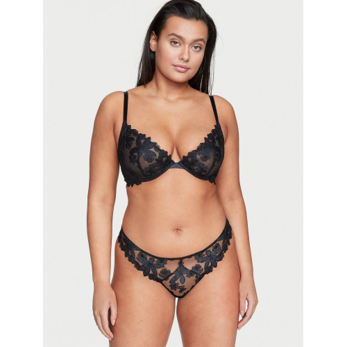 Комплект Білизни Victoria’s Secret Very Sexy Satin Ziggy Glam Floral Embroidery Bra Black