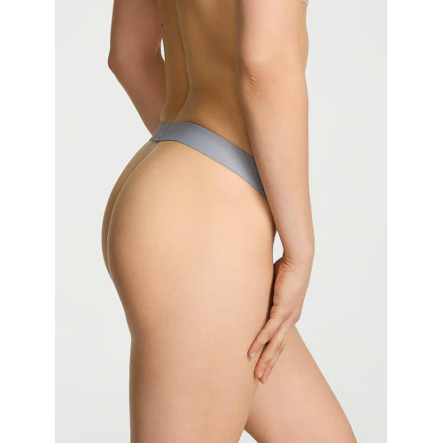 Комплект білизни Victoria’s Secret THE T-SHIRT Shine Cotton Wireless Plunge Bralette & V-Thong Black Emblem Grey