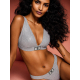 Комплект білизни Victoria’s Secret THE T-SHIRT Shine Cotton Wireless Plunge Bralette & V-Thong Black Emblem Grey