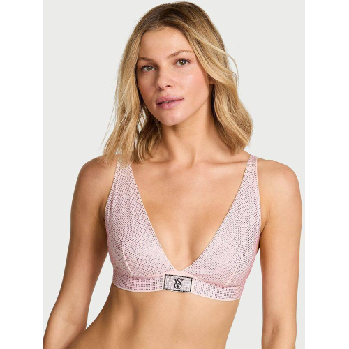 Комплект білизни Victoria’s Secret THE T-SHIRT Shine Cotton Wireless Plunge Bralette & V-Thong Pink