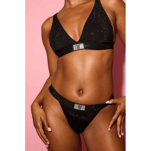 Комплект білизни Victoria’s Secret THE T-SHIRT Shine Cotton Wireless Plunge Bralette & V-Thong Black