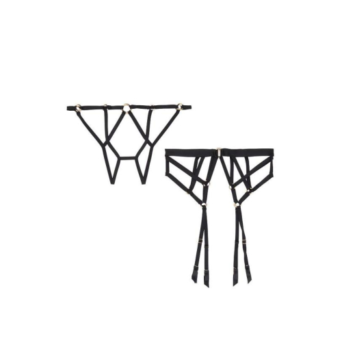 Комплект Victoria’s Secret Very Sexy Strappy Cheeky Panty & Garter Belt Bundle Black