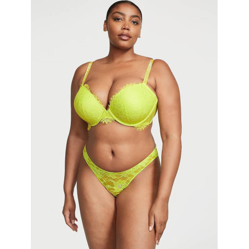 Комплект білизни Victoria’s Secret Shine Chain Strap Lace Push-Up Bra Limelight