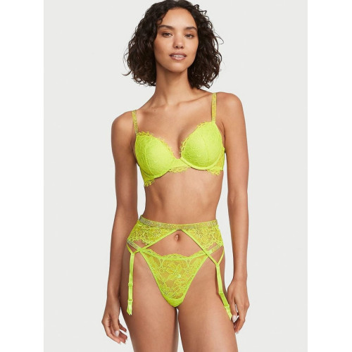 Комплект білизни Victoria’s Secret Shine Chain Strap Lace Push-Up Bra Limelight