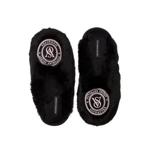Тапочки Victoria's Secret Closed-Toe Faux Fur Slippers Black