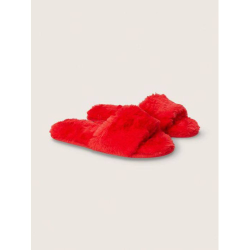 Тапочки Victoria’s Secret PINK Faux Fur Slippers Red Pepper