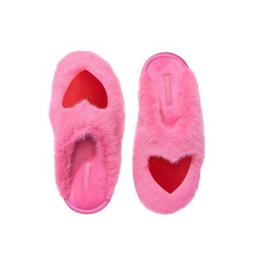 Тапочки Luxe Plush Closed-Toe Slippers Pink Red Heart