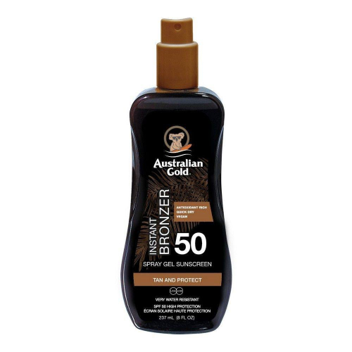 Водостійкий сонцезахисний спрей-гель з бронзатором Australian Gold Spray Gel Sunscreen with Instant Bronzer SPF 50, 237 мл
