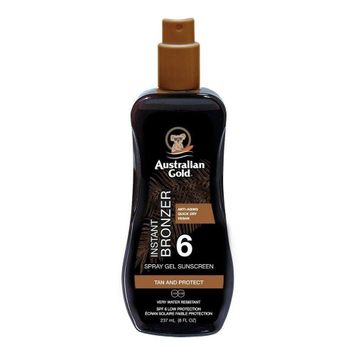 Водостійкий сонцезахисний спрей-гель з бронзатором Australian Gold Spray Gel Sunscreen with Instant Bronzer SPF 6, 237 мл