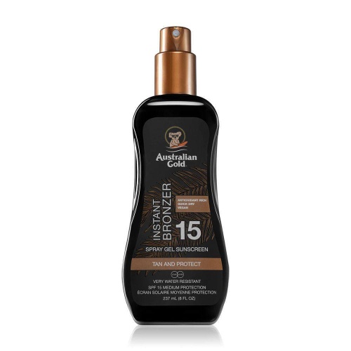 Водостійкий сонцезахисний спрей-гель з бронзатором Australian Gold Spray Gel Sunscreen with Instant Bronzer SPF 15, 237 мл