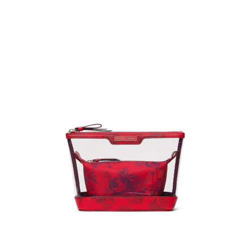 Косметичка 2в1 Victoria's Secret 2-piece makeup bag red floral Косметичка 2в1 Victoria's Secret 2-piece makeup bag red floral