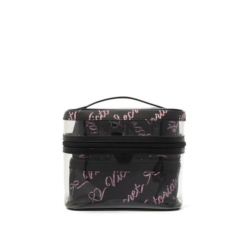Косметичка Victoria’s Secret 4-Piece Makeup Bag Black Candycane Script (4 в 1)