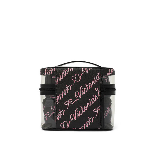 Косметичка Victoria’s Secret 4-Piece Makeup Bag Black Candycane Script (4 в 1)