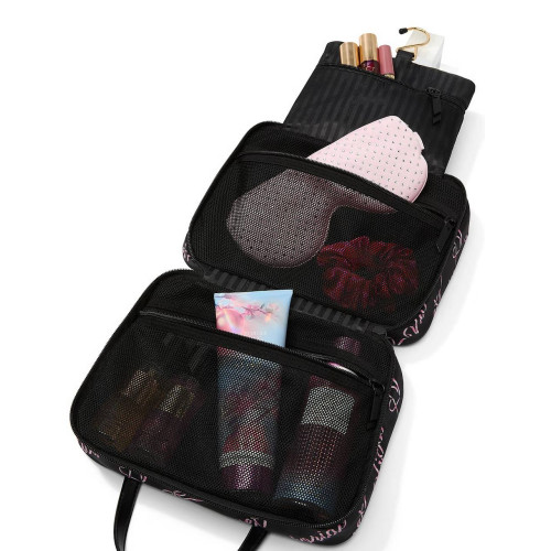 Косметичка Victoria’s Secret Travel Hanging Toiletry Bag Black Candycane Script
