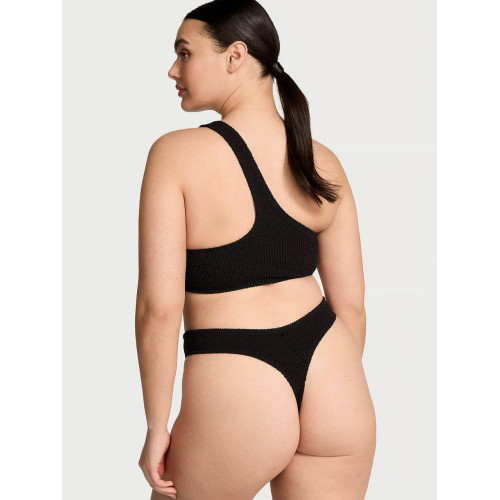 Купальник Victoria’s Secret Pure Black Strapless Crinkle U-Ring Bandeau Bikini Top & Crinkle Thong Bikini Bottom