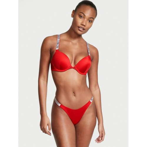 Купальник Victoria’s Secret Shimmering Strappy Bombshell Push-Up Bikini Top & Shine Strap Barbados Bikini Swim Bottom