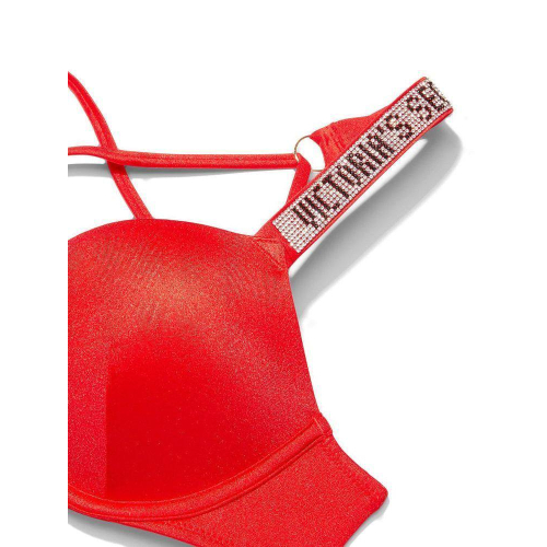 Купальник Victoria’s Secret Shimmering Strappy Bombshell Push-Up Bikini Top & Shine Strap Barbados Bikini Swim Bottom