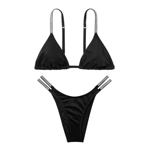 Купальник Victoria's Secret Shine Strap Triangle Bikini Top Black