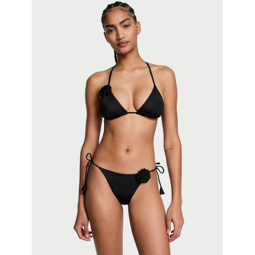 Купальник Victoria's Secret Rosette Shine Triangle Bikini Top Set Black