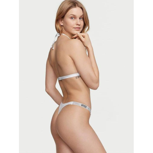 Купальник Victoria’s Secret Bride Shine Triangle Bikini Top Thong Bikini Bottom White Купальник Victoria’s Secret Bride Shine Triangle Bikini Top Thong Bikini Bottom White