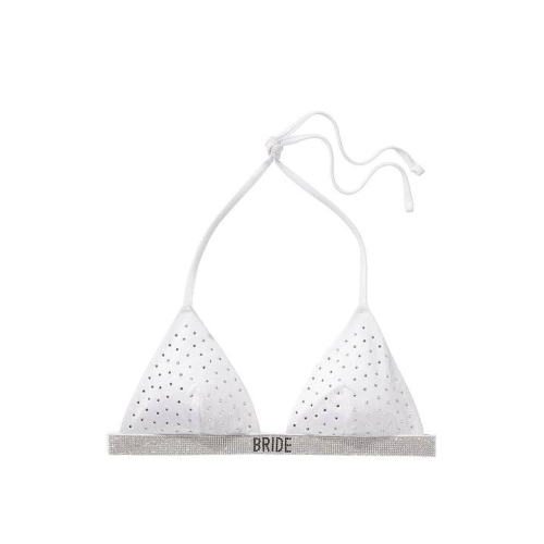 Купальник Victoria’s Secret Bride Shine Triangle Bikini Top Thong Bikini Bottom White Купальник Victoria’s Secret Bride Shine Triangle Bikini Top Thong Bikini Bottom White