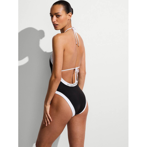 Купальник Victoria’s Secret Swim VS Iconic Logo Plunge One-Piece Swimsuit Black
