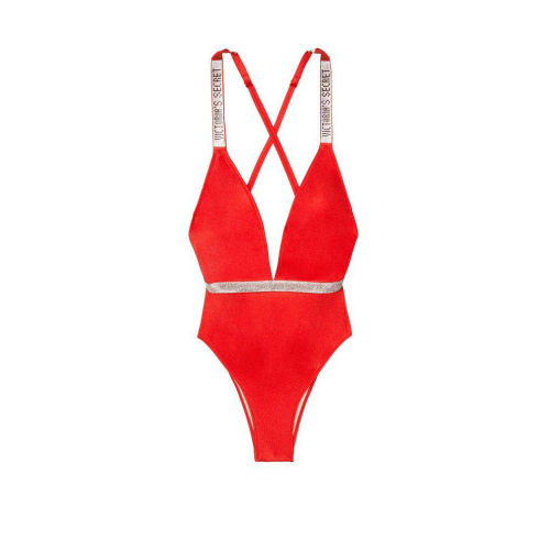 Купальник Victoria’s Secret Shine Strap Plunge One-Piece Swimsuit Red
