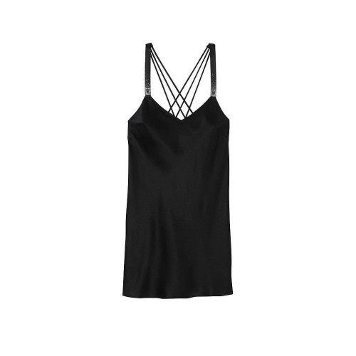 Нічна сорочка Victoria’s Secret Scattered Shine Strap Satin Strappy-Back Slip Black