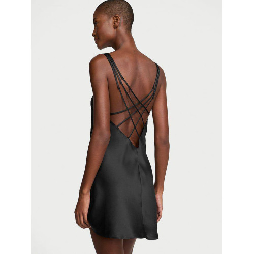 Нічна сорочка Victoria’s Secret Scattered Shine Strap Satin Strappy-Back Slip Black