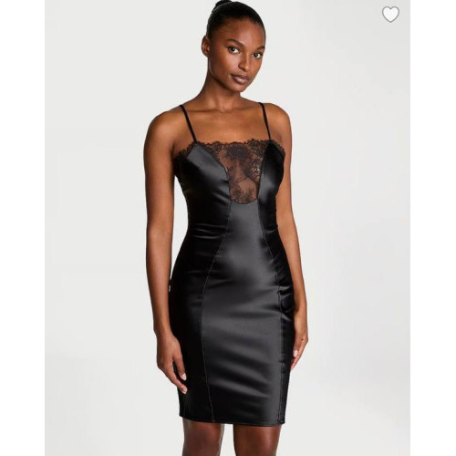 Сатинова сукня Victoria’s Secret Satin & Rose Lace Slip Dress