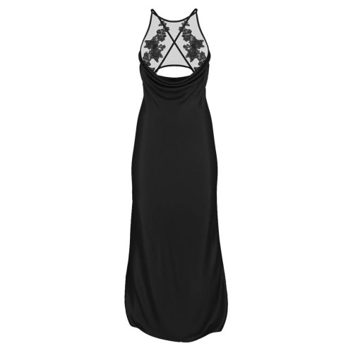 Пеньюар Victoria’s Secret Black Sheer Rose Satin High Neck Long Slip Dress