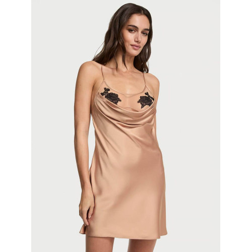 Нічна сорочка Victoria’s Secret Sheer Rose Satin Draped Mini Slip