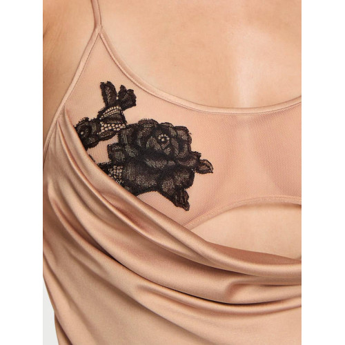 Нічна сорочка Victoria’s Secret Sheer Rose Satin Draped Mini Slip