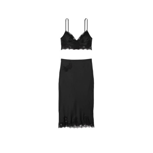 Набір Victoria’s Secret Satin Rose Lace-Trim Bralette & Midi Skirt Set