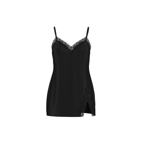 Сатиновий Пеньюар Tease Satin Lace-Trim Mini Slip Dress Angel Black