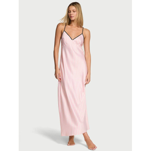 Нічна Сорочка Victoria’s Secret Satin Cross-Back Maxi Slip Dress Pink Stripe