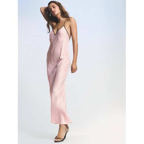 Нічна Сорочка Victoria’s Secret Satin Cross-Back Maxi Slip Dress Pink Stripe