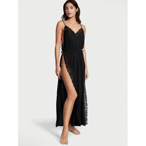 Пеньюар Victoria’s Secret Modal Lace Trim Slip Dress Black