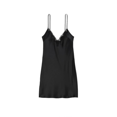 Пеньюар Victoria’s Secret Black Satin Lace Trim Slip Dress Пеньюар Victoria’s Secret Black Satin Lace Trim Slip Dress